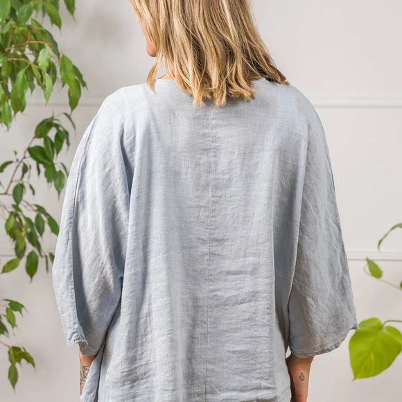 MEO LINEN VITTORIA TOP (LIGHT DENIM) - Picture 3 of 8